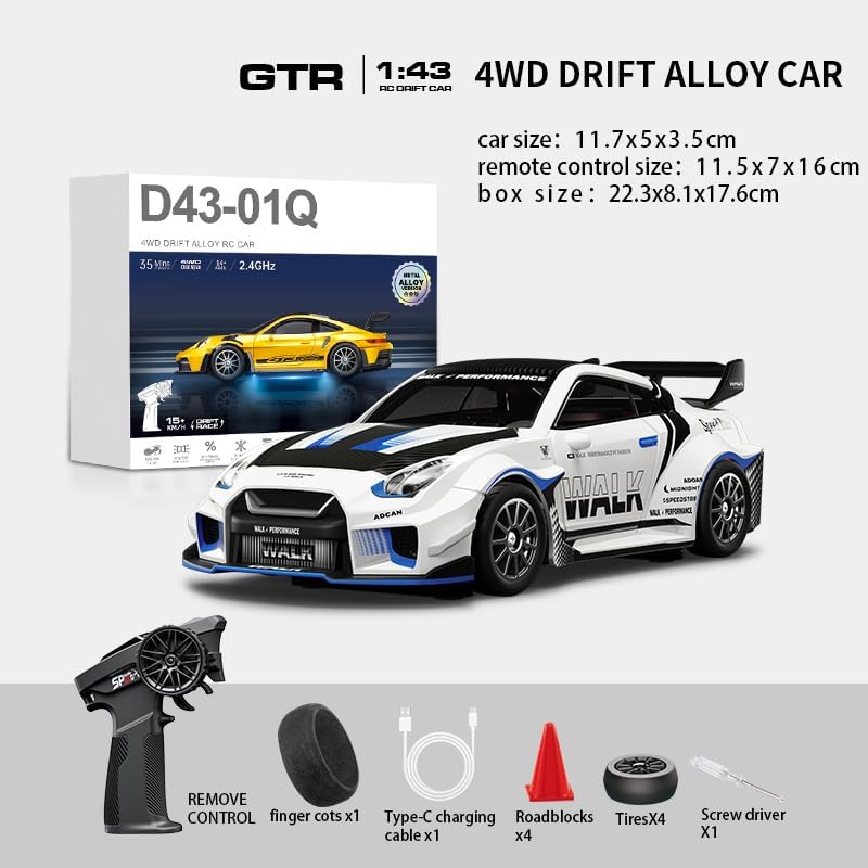 HGT Alloy D43-Q2 Drift RC Car (1:43)