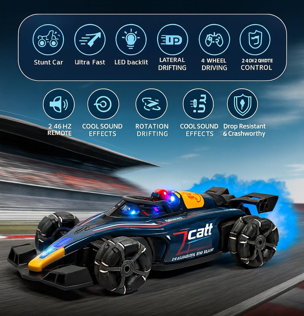 4WD RC Drift Stunt Car with Smoke Spray & LED Lights | Gesture & Remote Control