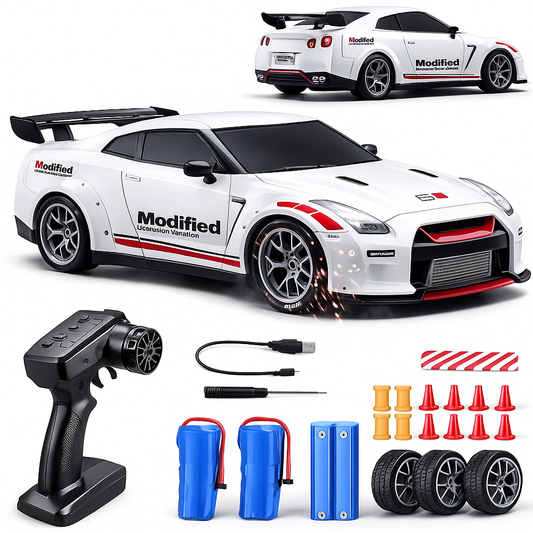 Nissan GTR RC Drift Car 1:24 Scale – 20 KM/H High Speed 4WD Remote Control Car with LED Lights