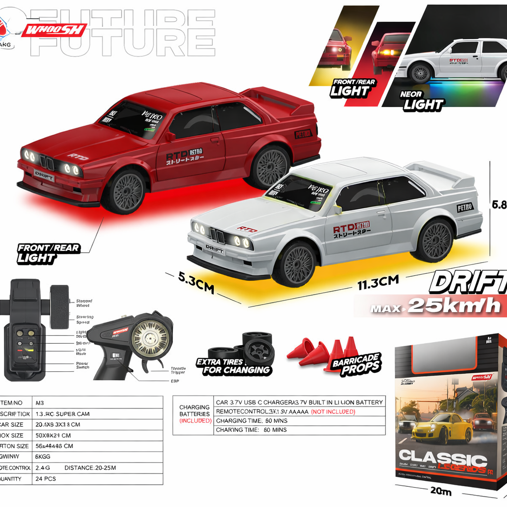 HGT M3 1:43 Drift RC Car 1:43 Gyro Version