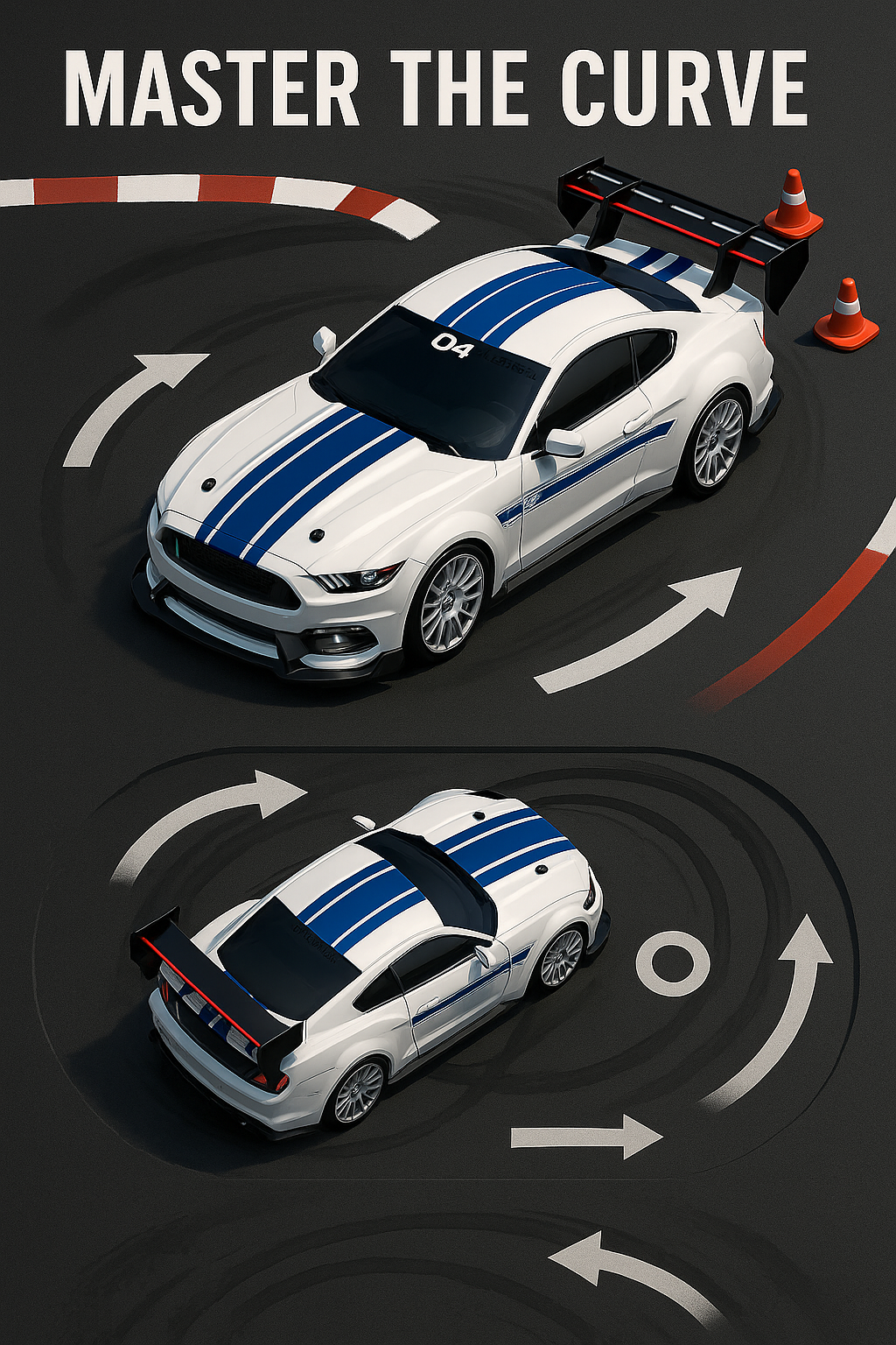 RC Drift Car, 1:24 Scale Remote Control Mustang with LED Lights, 2.4GHz 20KM/H 4WD High Speed RC Cars, Drifting Tires＆ Batteries