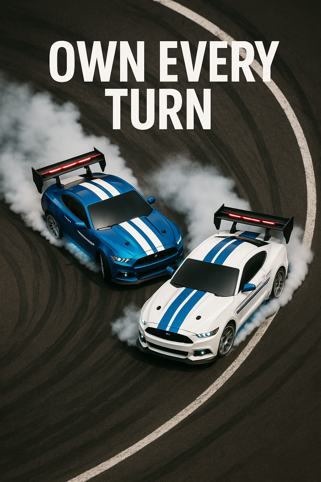 RC Drift Car, 1:24 Scale Remote Control Mustang with LED Lights, 2.4GHz 20KM/H 4WD High Speed RC Cars, Drifting Tires＆ Batteries