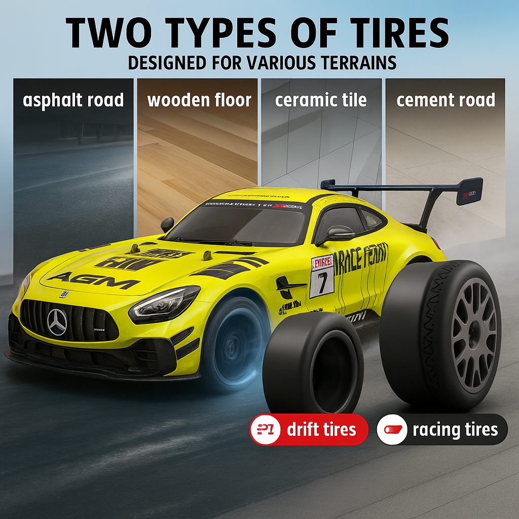 DWH RC Drift Car for Adults | High Speed 4X4 Remote Control car with Speed Adjustment, LED Lights, Extra Tyres & Cone – Rechargeable Drift Car