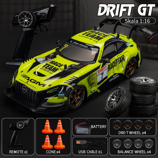 DWH RC Drift Car for Adults | High Speed 4X4 Remote Control car with Speed Adjustment, LED Lights, Extra Tyres & Cone – Rechargeable Drift Car