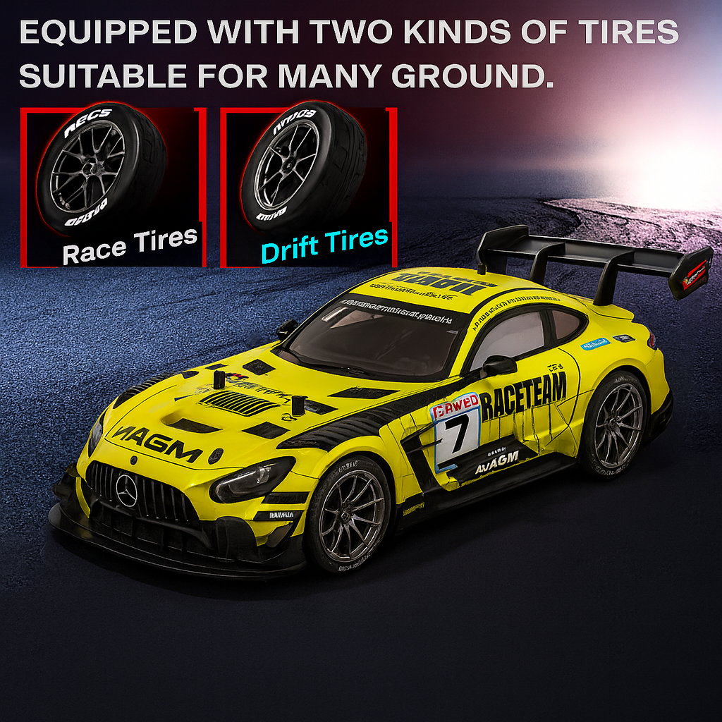 DWH RC Drift Car for Adults | High Speed 4X4 Remote Control car with Speed Adjustment, LED Lights, Extra Tyres & Cone – Rechargeable Drift Car