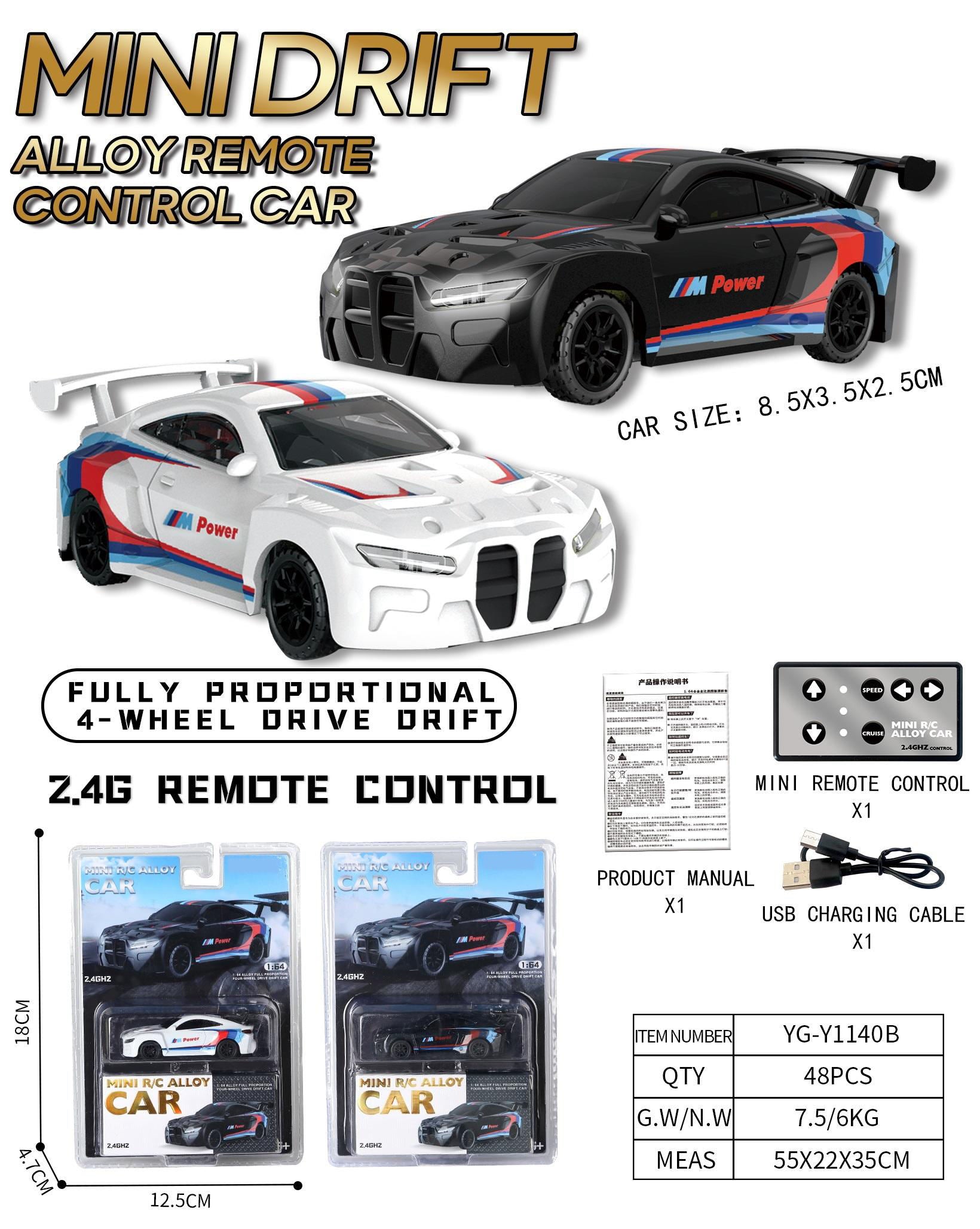 Mini Alloy 4WD 1:64 Scale RC Drift Car