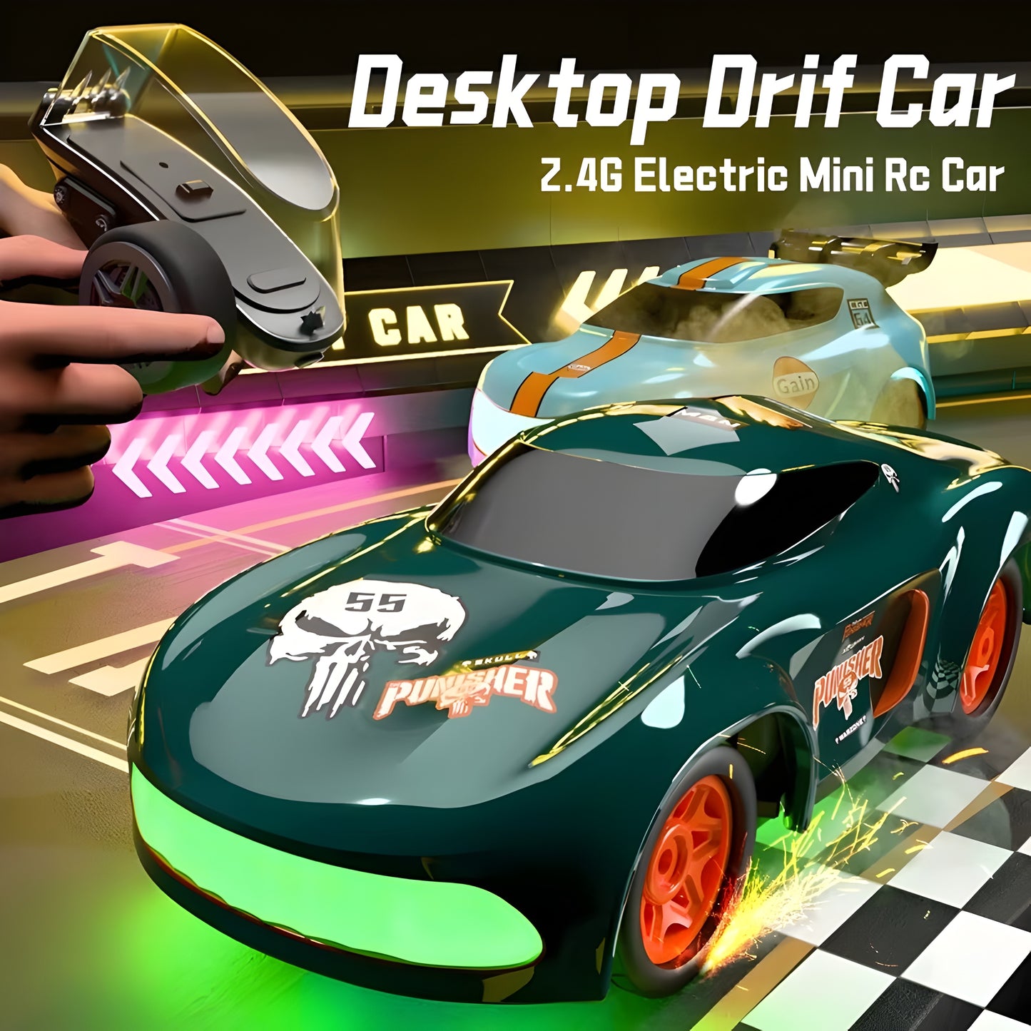 Mini RC Drift Car 1:64 Scale | Pocket-Size 4WD Desk Drift Car
