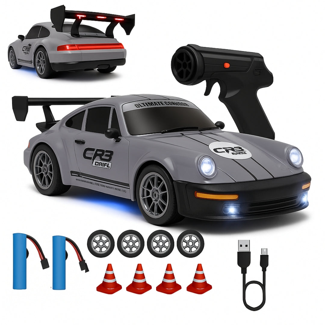 HGT Classic Sports RC Drift Car 1:24 Scale• Graphite Grey •