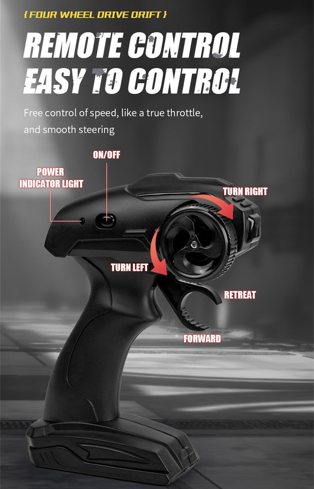 Porsche RC Drift Car 1:24 Scale – 20 KM/H High Speed 4WD Remote Control Car with LED Lights – 2.4GHz Racing RC Car with Drift Tyres & Rechargeable Battery