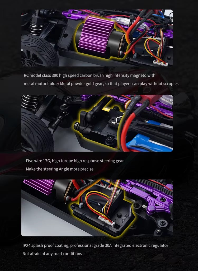 DWH Retro Muscle RC Drift Car 1:16 Scale | 4WD Hobby-Grade Drift Car – Up to 40 km/h