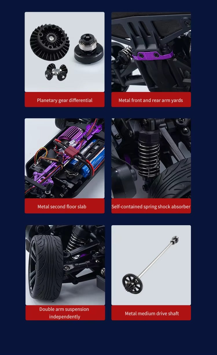 DWH Retro Muscle RC Drift Car 1:16 Scale | 4WD Hobby-Grade Drift Car – Up to 40 km/h