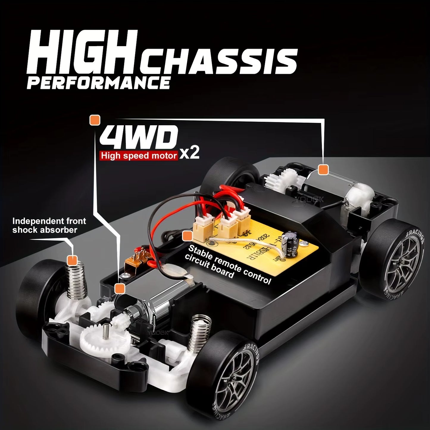 Porsche RC Drift Car 1:24 Scale – 20 KM/H High Speed 4WD Remote Control Car with LED Lights – 2.4GHz Racing RC Car with Drift Tyres & Rechargeable Battery