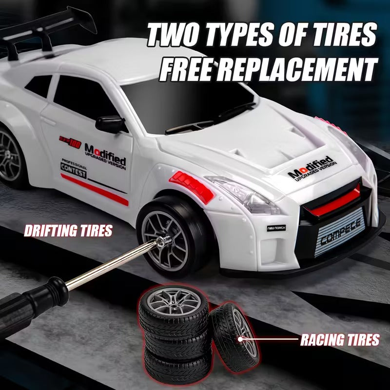 Nissan GTR RC Drift Car 1:24 Scale – 20 KM/H High Speed 4WD Remote Control Car with LED Lights