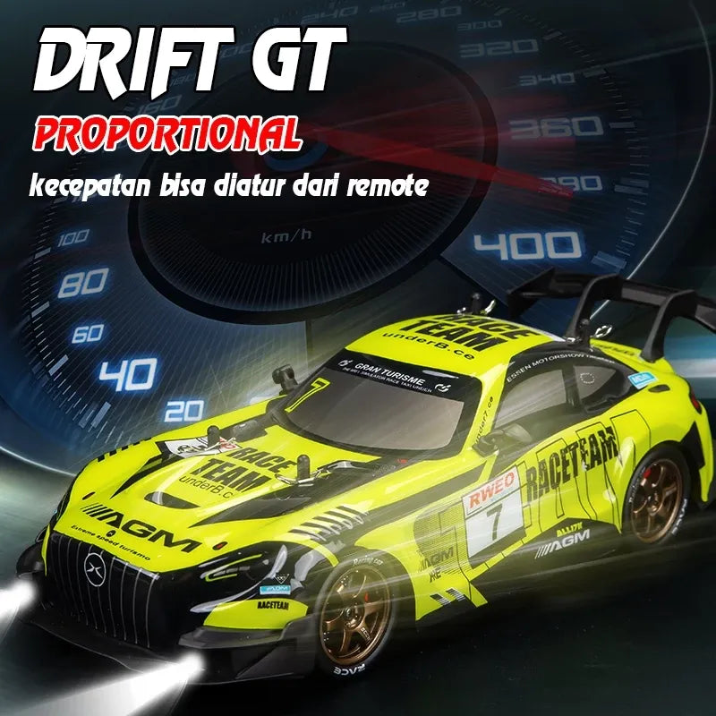 DWH RC Drift Car for Adults | High Speed 4X4 Remote Control car with Speed Adjustment, LED Lights, Extra Tyres & Cone – Rechargeable Drift Car